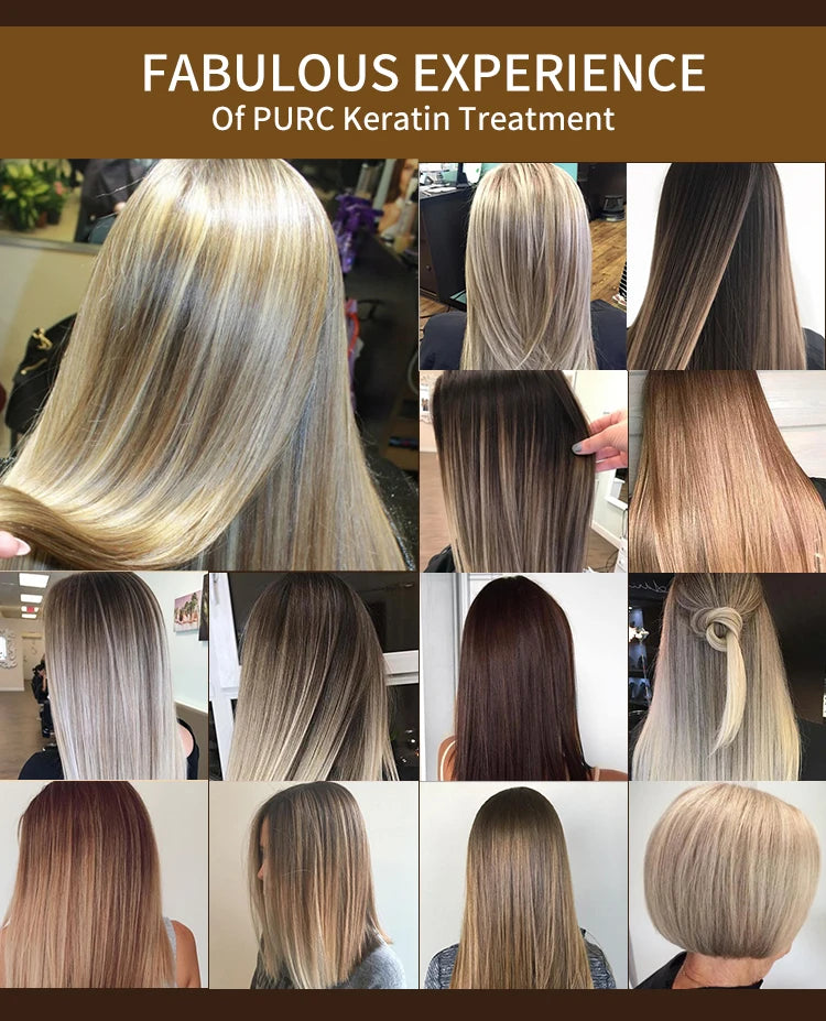 PURC Professional Brazilian Keratin Hair Treatment Cream Straightening Smoothing Scalp Treatment Purifying Shampoo Hair Care