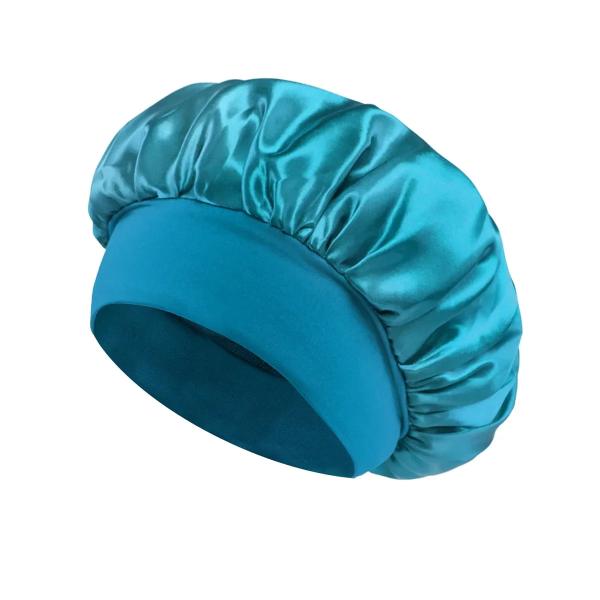 Women Satin Bonnet Hair Bonnet for Sleeping Hair Care Silk Bonnets Solid Wide-brimmed Sleeping Hat with Elastic Soft Band