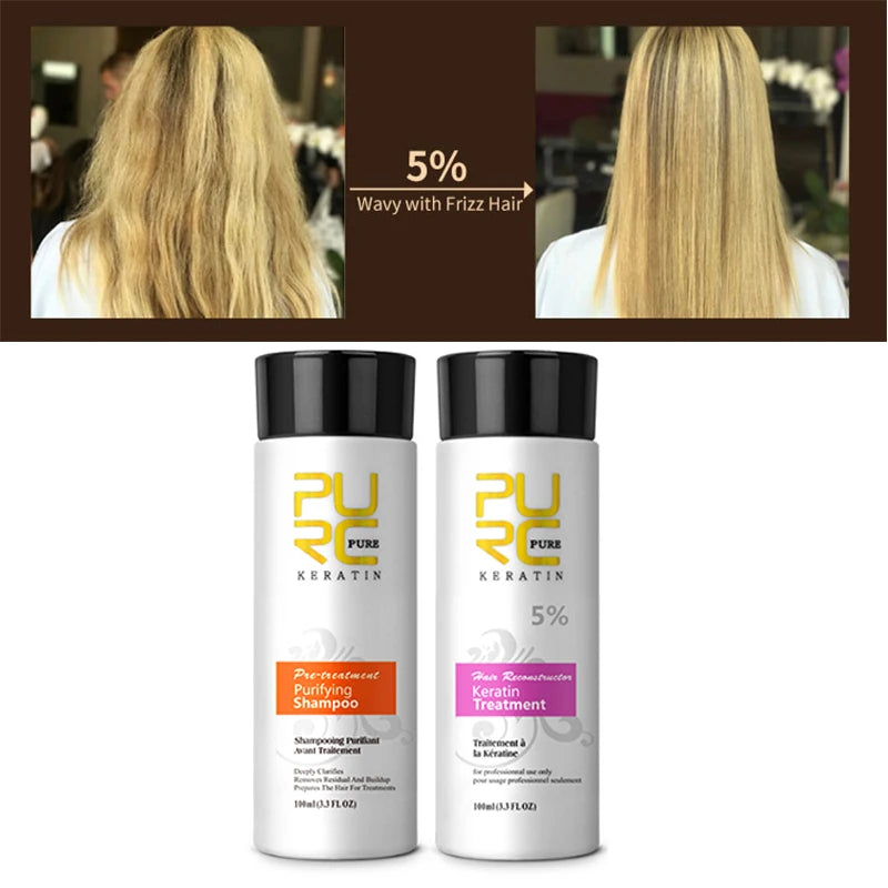 PURC Professional Brazilian Keratin Hair Treatment Cream Straightening Smoothing Scalp Treatment Purifying Shampoo Hair Care