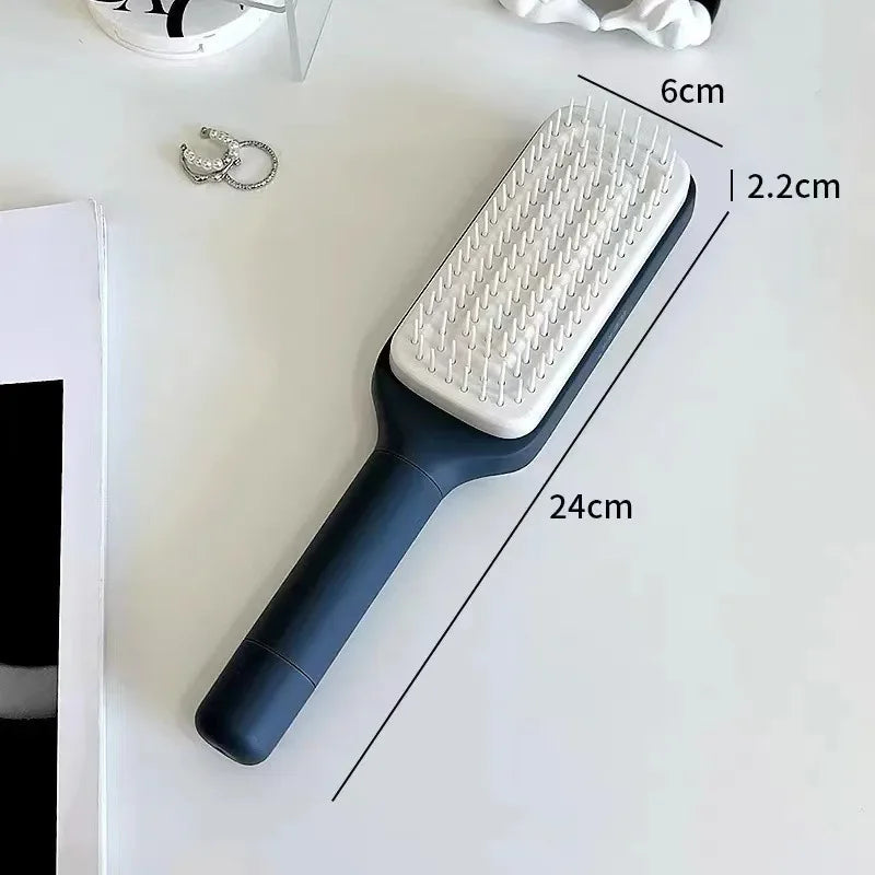 Automatic Cleaning Rotating Lifting Comb Self Cleaning Hairbrush Rotating Retractable Anti Static Massage Comb Scalp Hair Comb